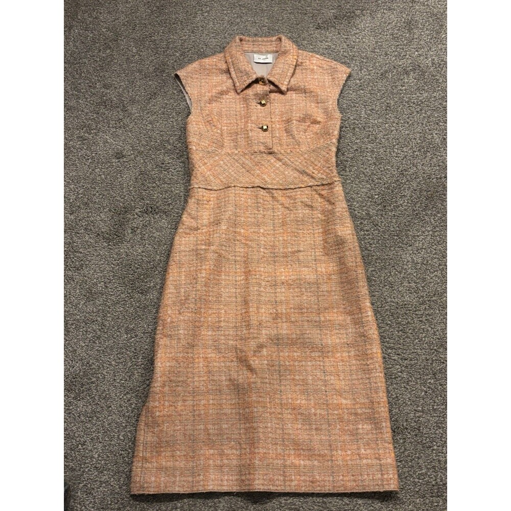 St. John Tweed Fitted Waist‎ Sleeveless Dress Size 8 Orange